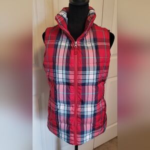 Land's End Down Filled Plaid Vest XS 2-4